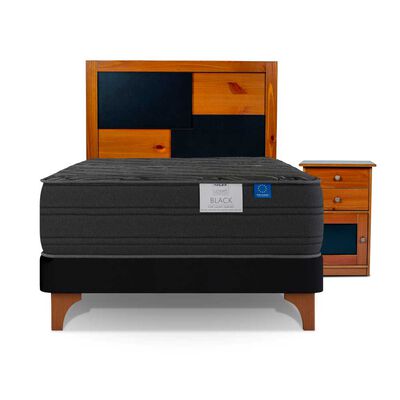 Cama Europea Flex 1,5 Plazas Black + Set  Colonia