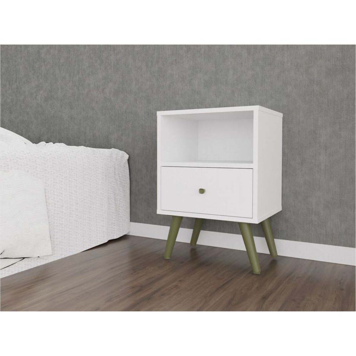 Velador Yardas CB201BCBC Blanco 1 Cajón