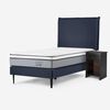 Cama Europea Rosen 1,5 Plazas Indie + Respaldo +  Velador Maurice