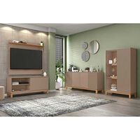 Panel TV 65"" + Rack TV 55"" + Vitrina + Buffet Decocasa Mondrian Gris