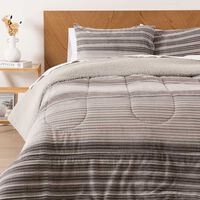 Plumón Mashini Corduroy Coral Sh. Est. 1.5 Plazas Lineas Gris