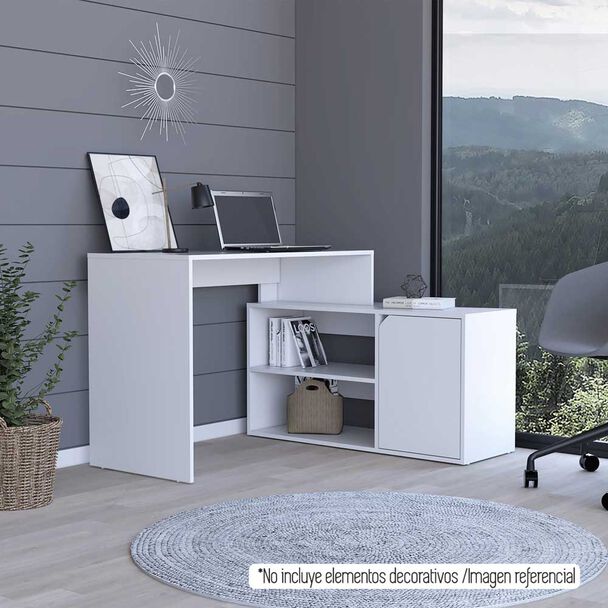 Escritorio en L TuHome Rennes 1 Puerta Blanco