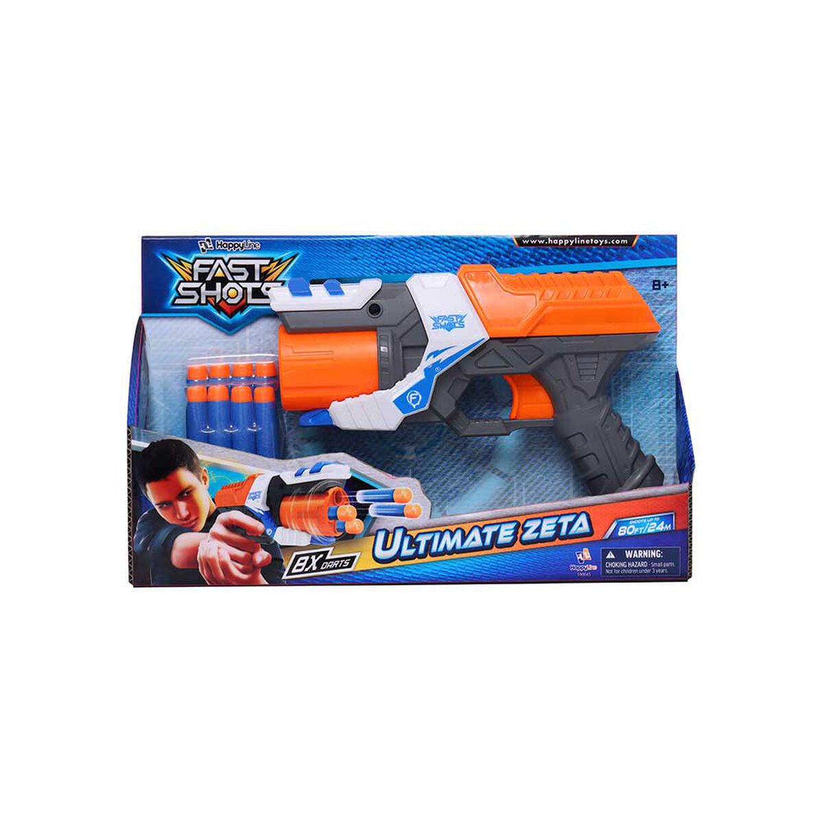 Set Lanzador, 8 Dardos Foam Happy Line