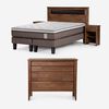 Cama Europea Rosen 2 Plazas Ergo T + Respaldo + 2 Veladores Ferrera + C&oacute;moda Baker