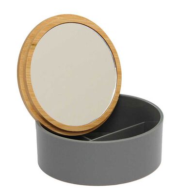 Imagen 1 del producto Espejo de Mesa Madera con Alhajero Vgo Cuadrado 12 x 5 cm Gris