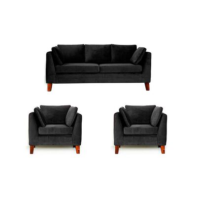 Imagen 1 del producto Juego de Living Barra Design Estocolmo Sofá 3 Cuerpos + Dos Sillones 1 Cuerpo Negro