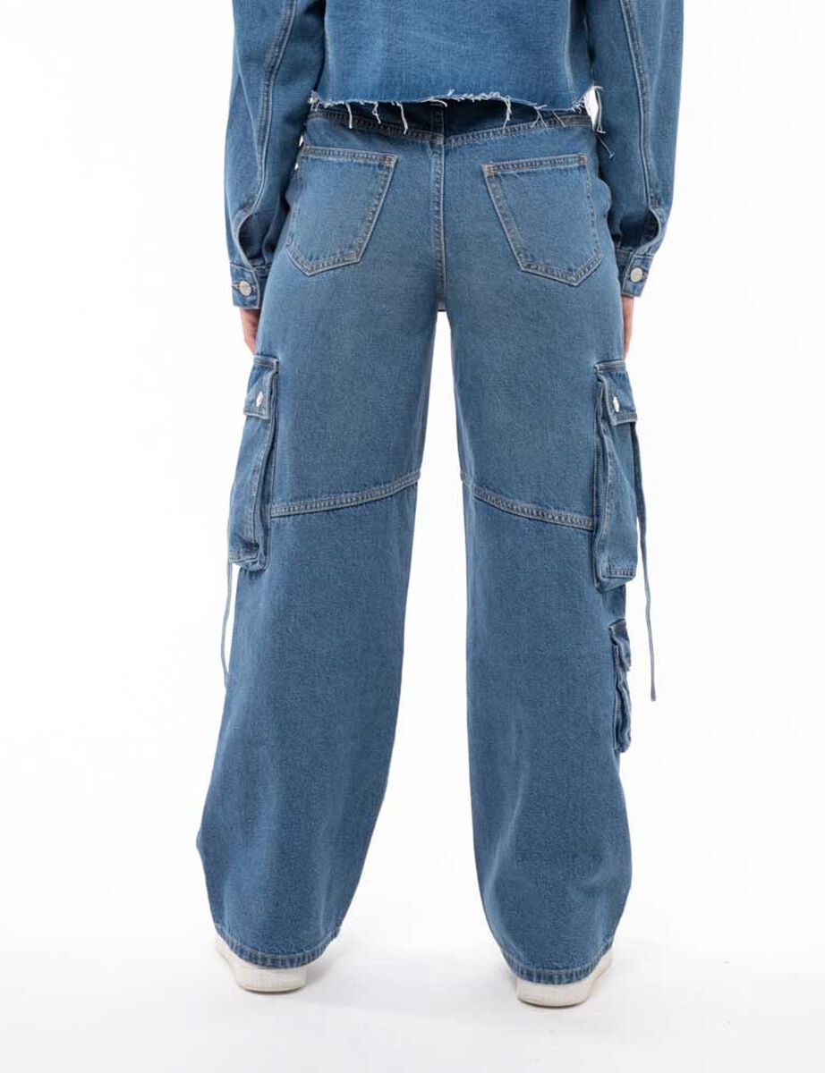 Jeans Recto Cargo Mujer Icono