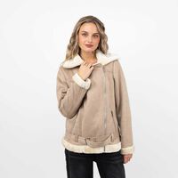 Chaqueta Aviadora Mujer Icono Camel, Negro