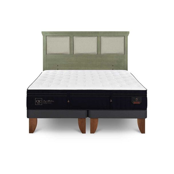 Cama Europea CIC Base Dividida King Súper Premium + Respaldo Torino Olivo