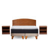 Cama Europea Latam Home 2 Plazas New Top Tela Velvet Beige + Maderas Atlas