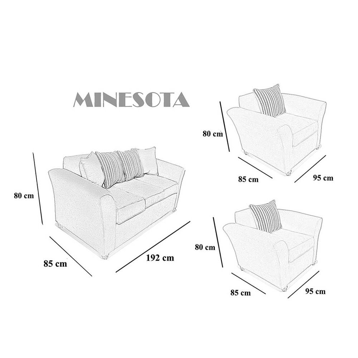 Juego de Living Elegant Detail Minesota Sof&aacute; 3 Cuerpos + Dos Sillones 1 Cuerpo Beige