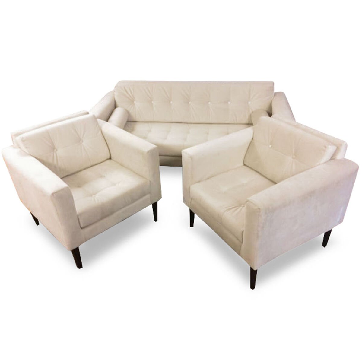 Juego de Living Retro Sofá 3 Cuerpos + Dos Sillones 1 Cuerpo