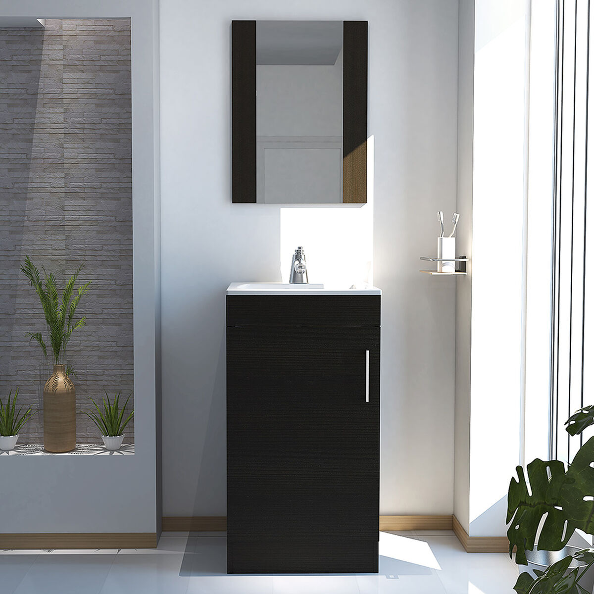 Mueble para Lavamanos +  Gabinete Espejo TuHome Madrid + Lavamanos