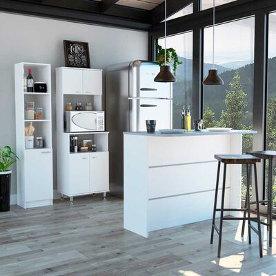 Combo Mueble Microondas + Barra de Cocina + Optimizador TuHome Kitchen Blanco