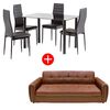 Combo Juego de Comedor Leblon 4 Sillas + Sofá Cama Casanova Dallas 3 Cuerpos