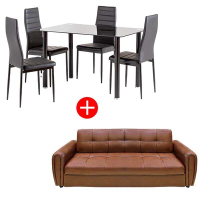 Combo Juego de Comedor Leblon 4 Sillas + Sofá Cama Casanova Dallas 3 Cuerpos