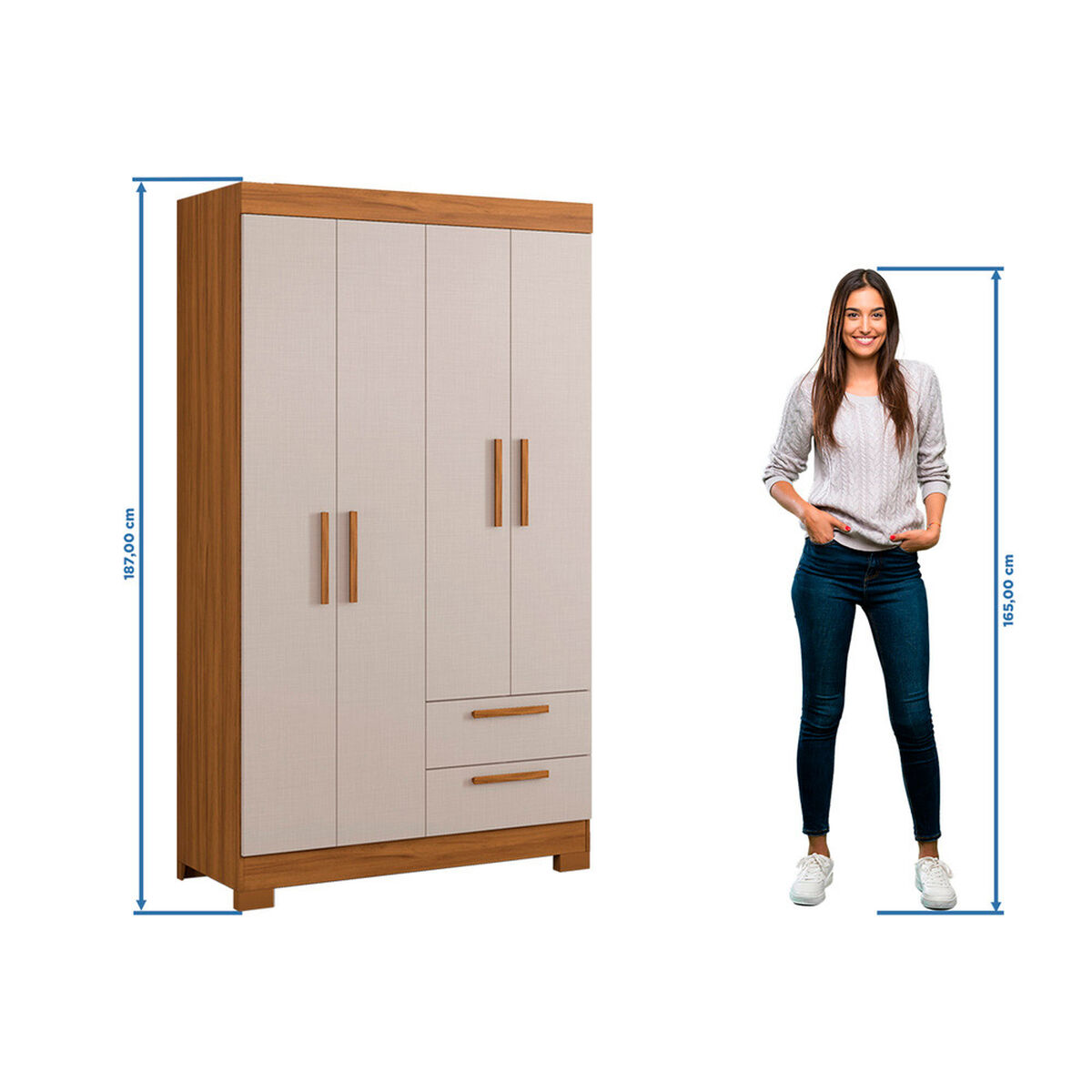Closet Home Mobili Lucca 4 Puertas 2 Cajones Beige
