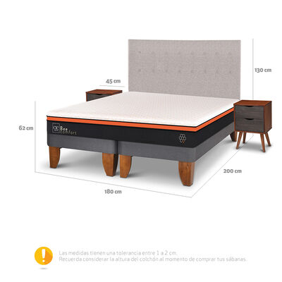 Imagen 2 del producto Cama Europea CIC Base Dividida King Bee Comfort + Respaldo + 2 Veladores