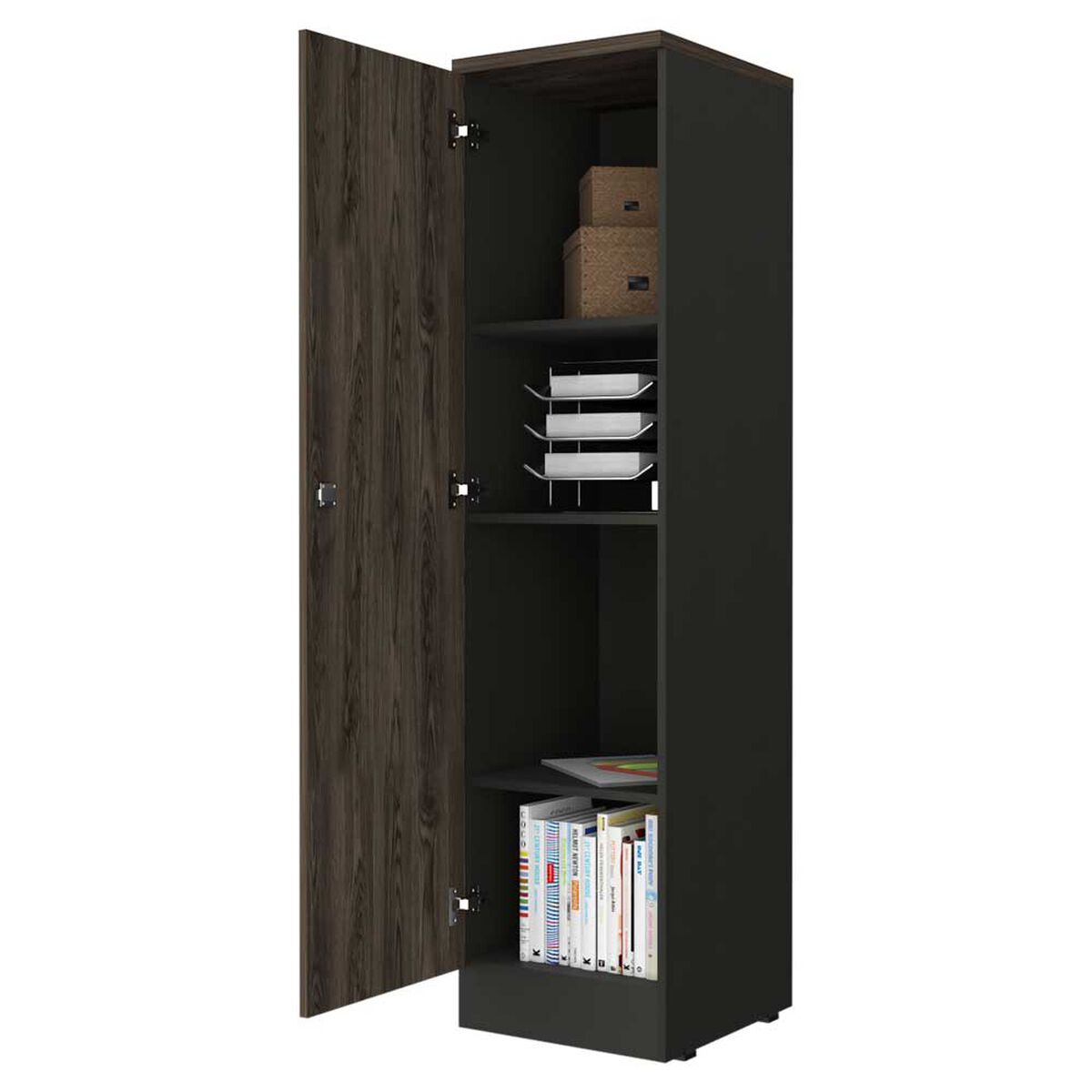 Biblioteca TuHome Home Office 2 Puertas Negro Soft Coñac