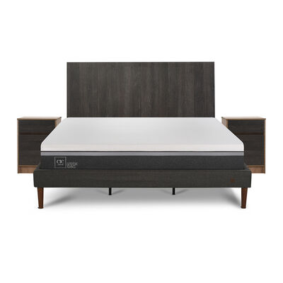 CIC Cama Europea CIC King Ortopedic Advance + Respaldo Espresso + 2 Veladores