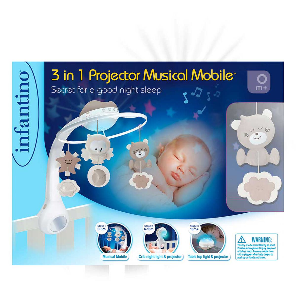 Proyector Musical 3 en 1 con Luz Gris Infantino