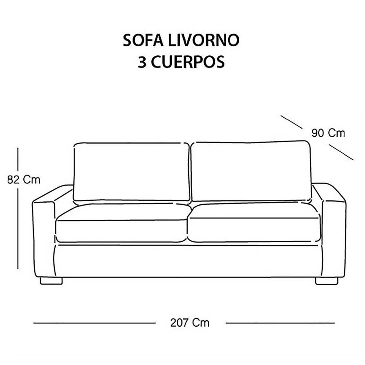 Sof&aacute; Latam Home Livorno 3 Cuerpos Gris Claro