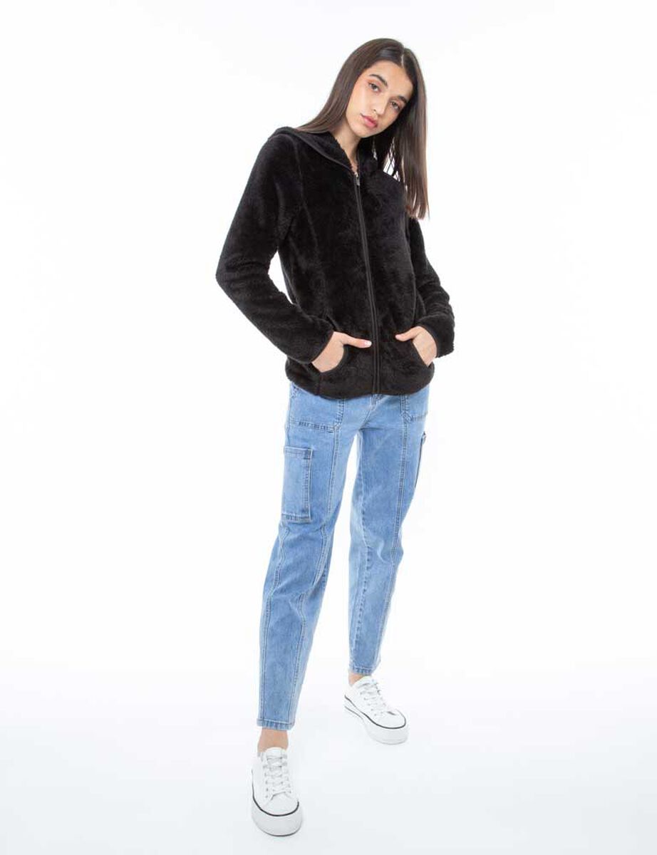 Polerón Hoodie Peludo Mujer Icono