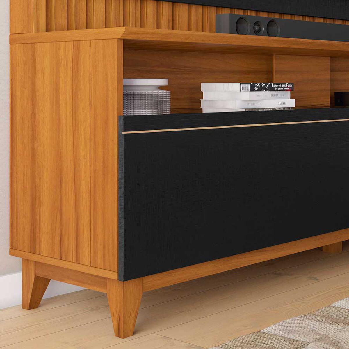 Estante TV Home Mobili Beta Hasta 65" Negro/Freijo