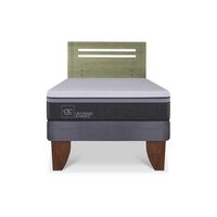 Cama Europea CIC 1,5 Plazas Ortopedic Advance + Respaldo Munich Olivo