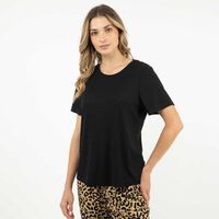 Polera Manga Corta Mujer Portman Club Negro