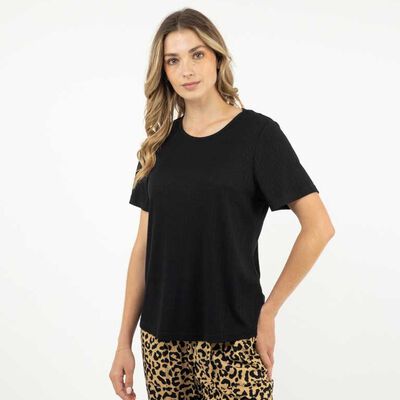 Polera Manga Corta Mujer Portman Club Negro