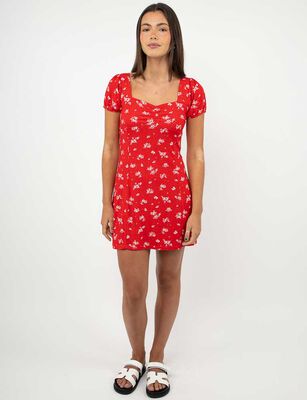 Imagen 2 del producto Vestido Mini Manga Corta Mujer Icono Rojo