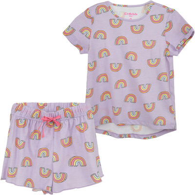 Imagen 1 del producto Pijama Polera+Short Niña Chess Lila, Naranjo