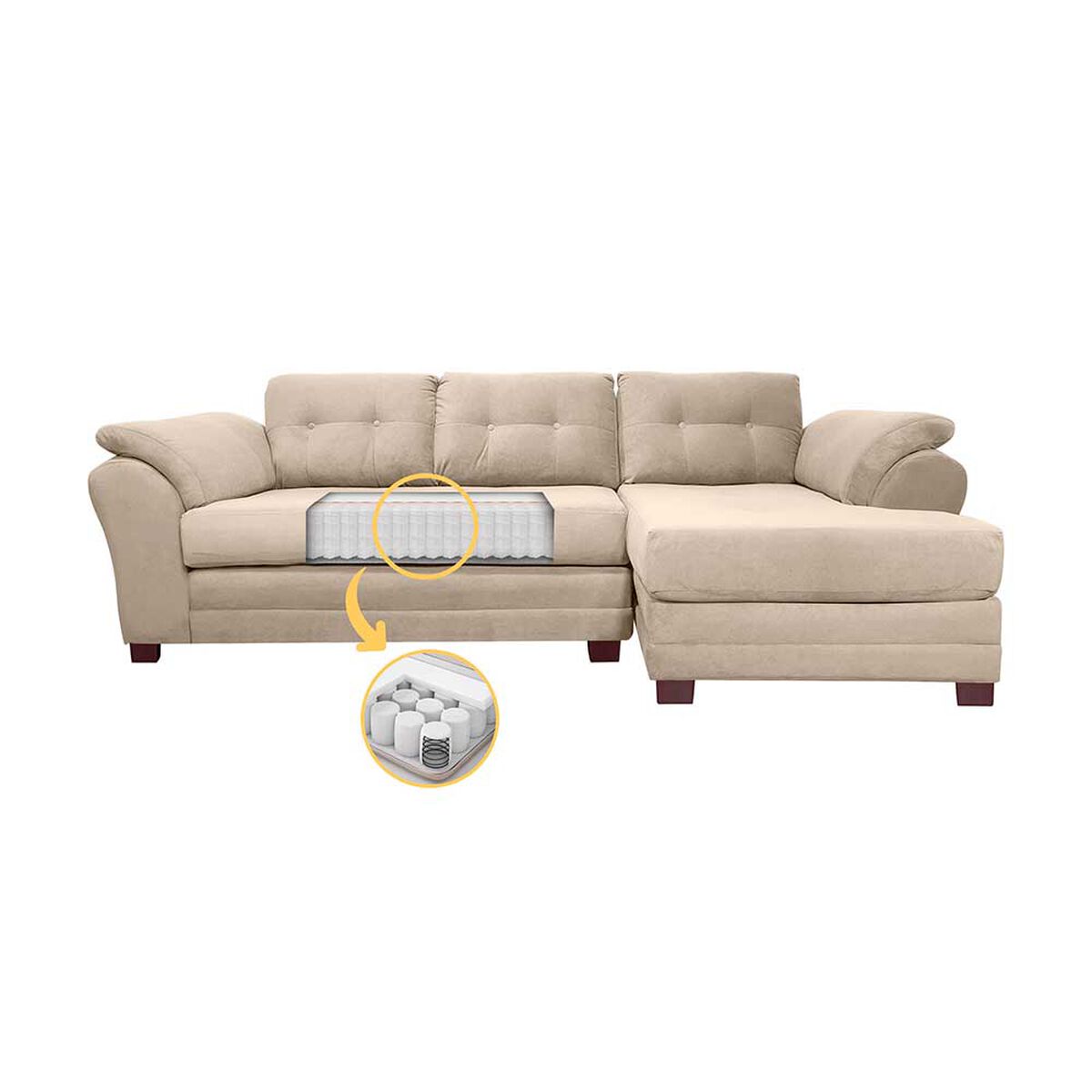 Sof&aacute; Seccional Living Factory Samy 4 Cuerpos Beige