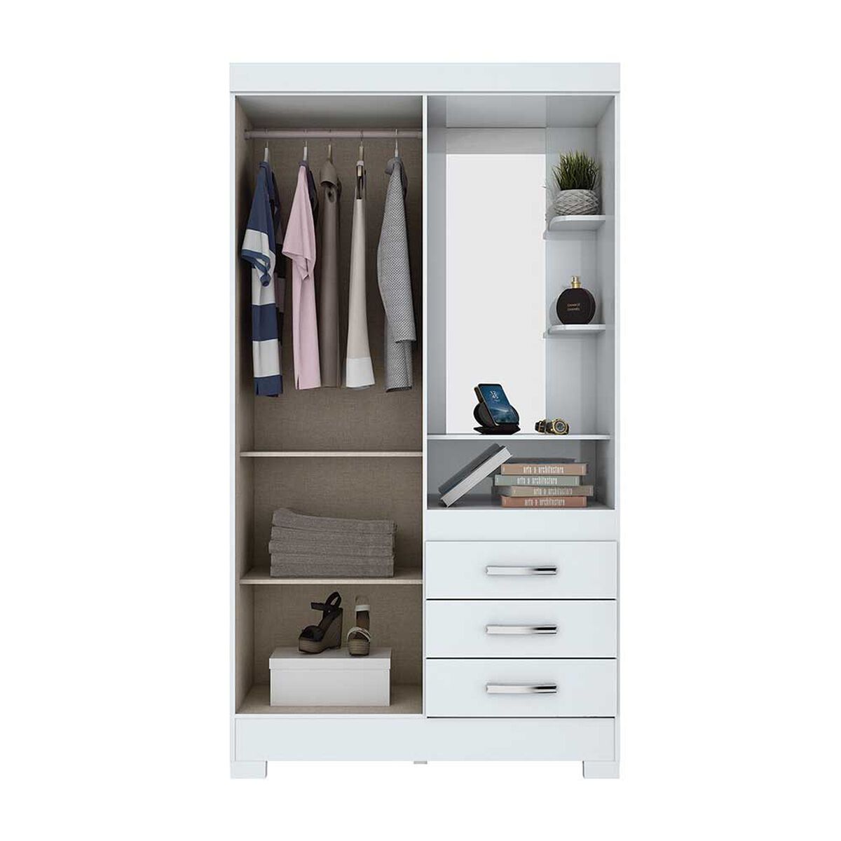 Clóset Home Mobili Titan 2 Puertas 3 Cajones Blanco Rosa
