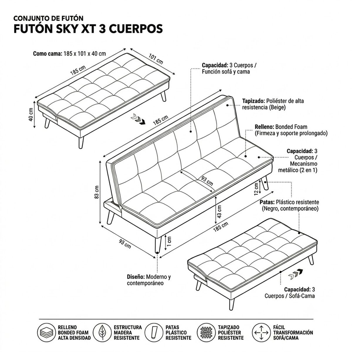 Fut&oacute;n Mons Sky XT 3 Cuerpos Gris