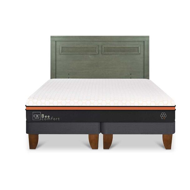 Cama Europea CIC Base Dividida King Beecomfort + Respaldo Milan Olivo