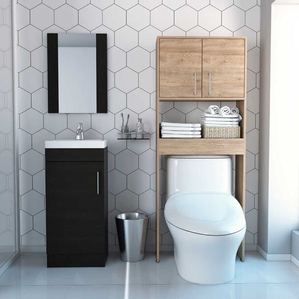 Combo Botiquín + Mueble Lavamanos + Mueble Optimizador TuHome My Bath  Wengue