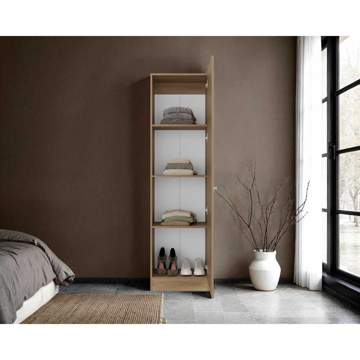 Closet Praga 1 Puerta Con Espejo Fresno 180,1X49,1X30,2 Cm