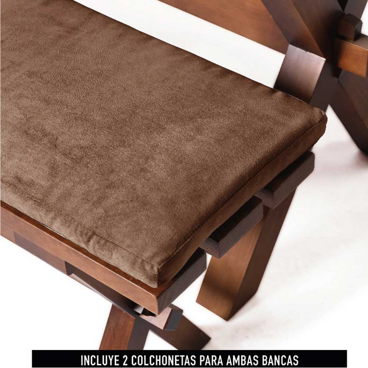 Juego de Comedor Latam Home Sevilla Oviedo 2 Sillas + 2 Bancas Velvet Chocolate