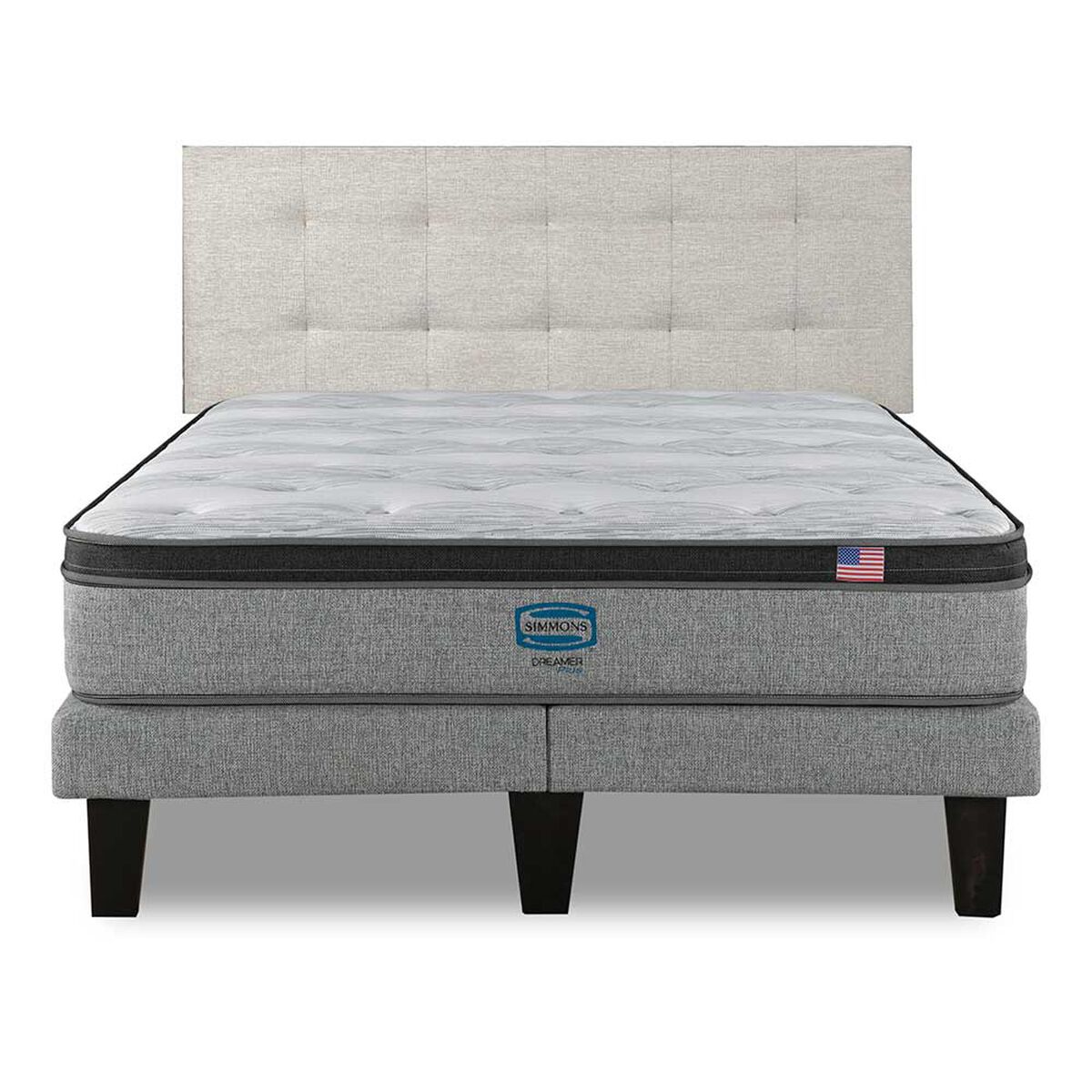 Cama Europea Simmons 2 Plazas Dreamer Plazasus Box + Respaldo Urban Arena