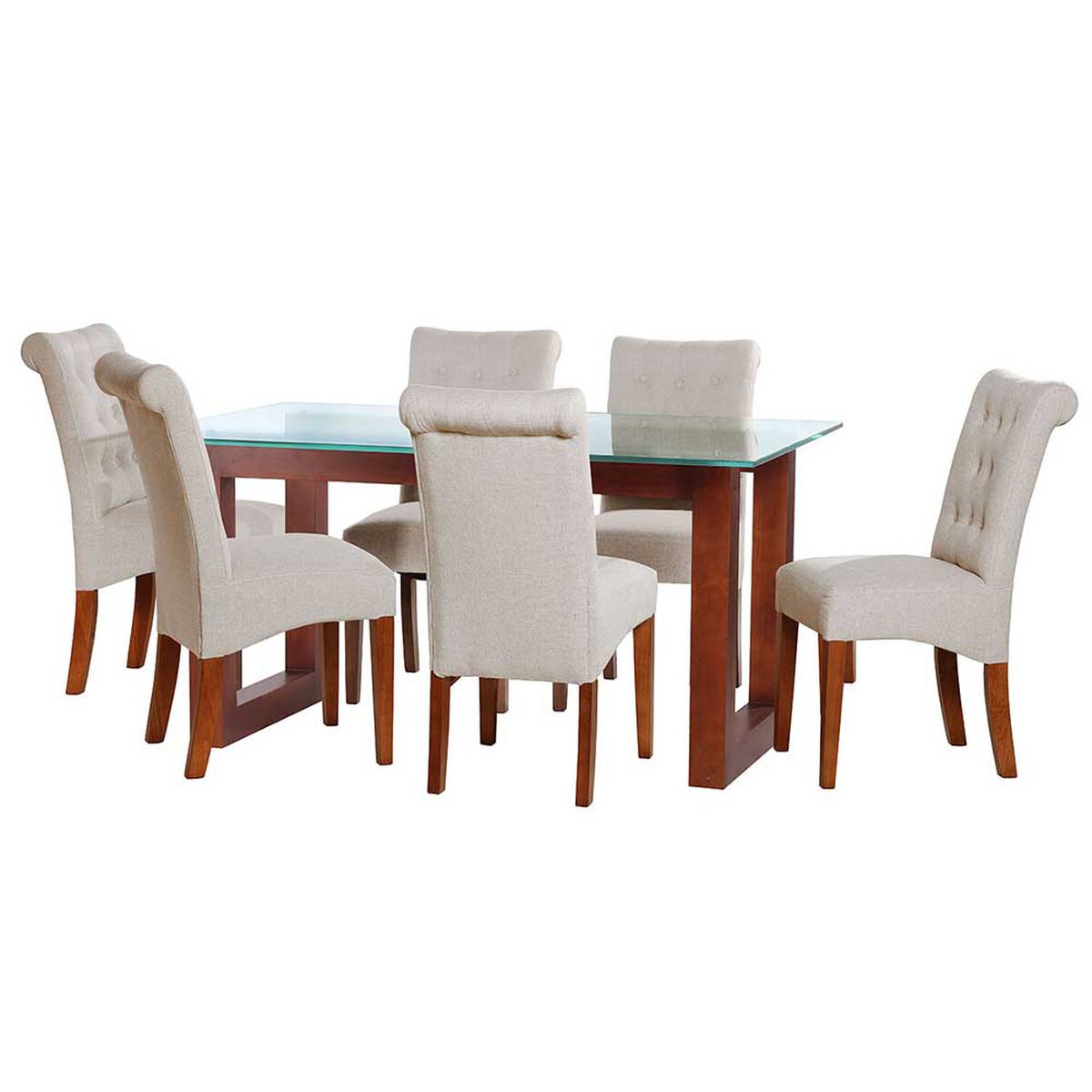Juego de Comedor Latam Home Pamplona Girona 6 Sillas PU Rojo