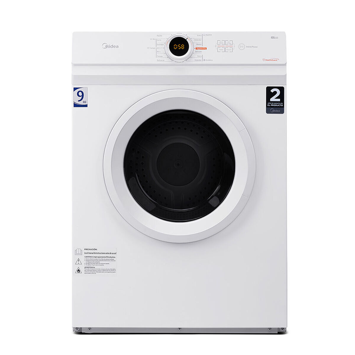 Combo Secadora de Ropa Midea MD100A90W 9 kg. + Plancha a Vapor Hyundai HY2472P