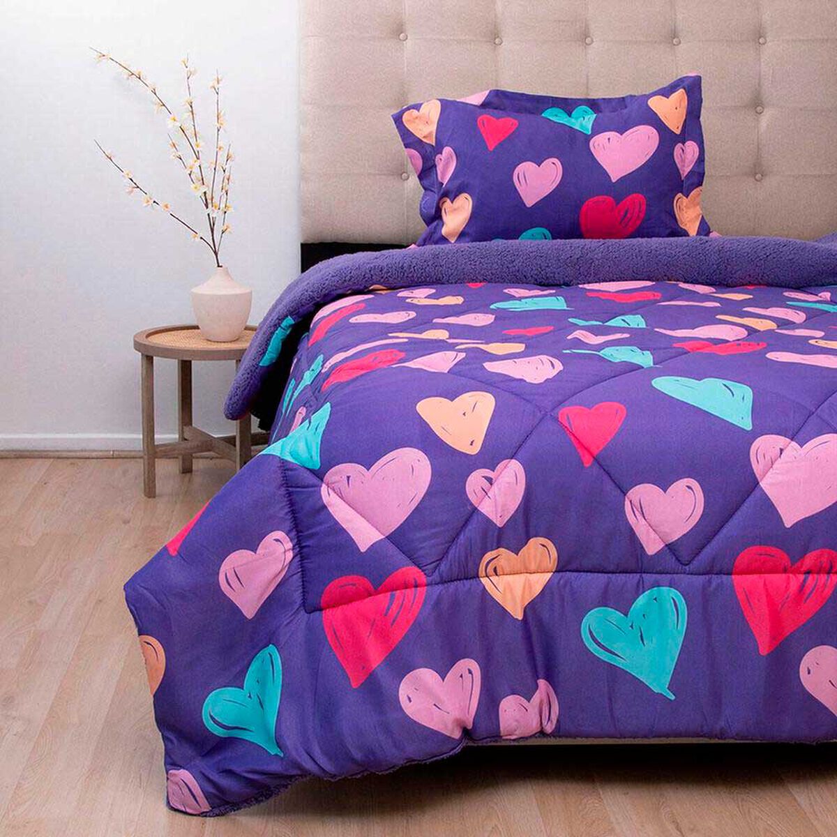 Plum&oacute;n Doral 1,5 Plazas Kids Corazones