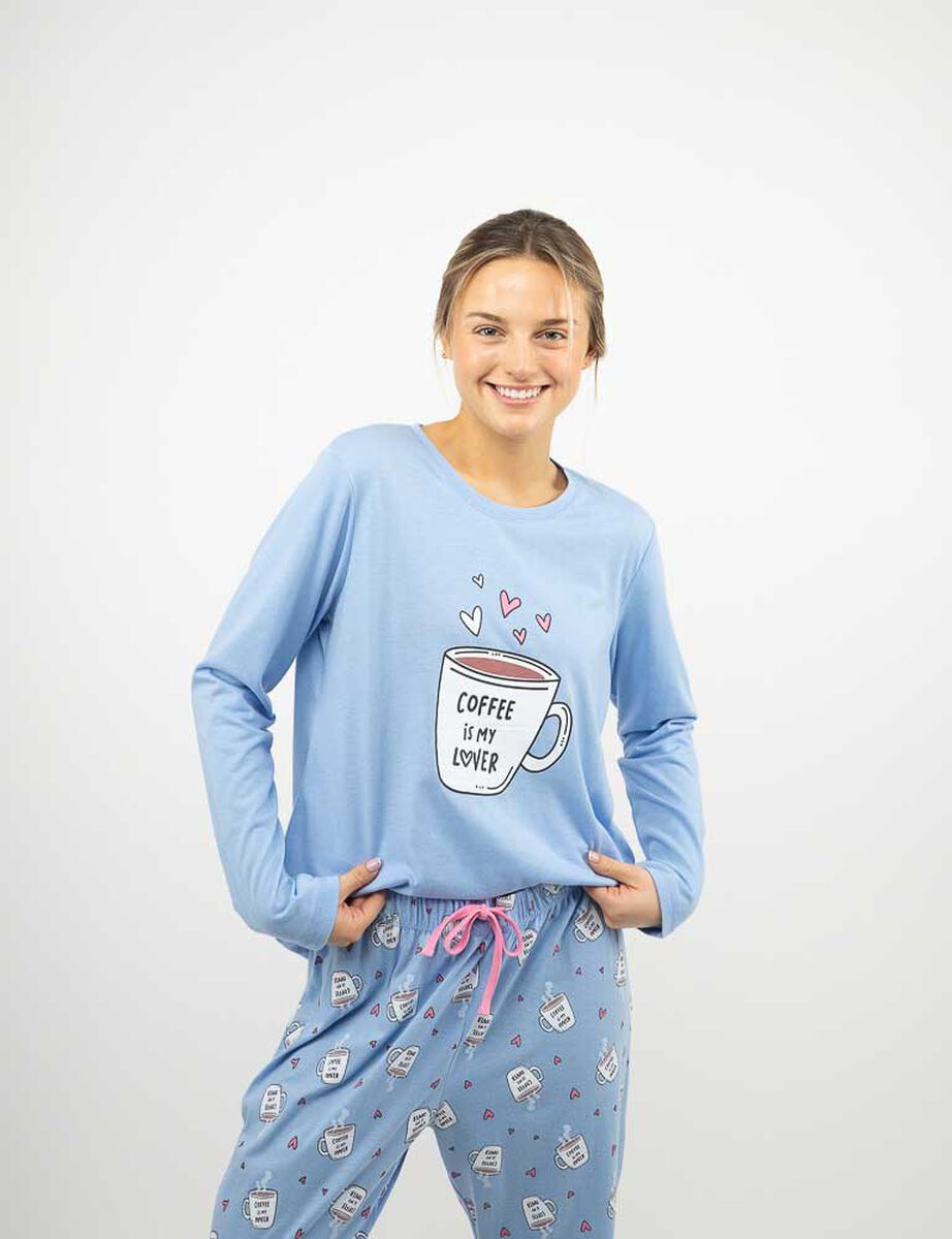 Pijama Larga Algod&oacute;n Manga Larga Mujer Icono