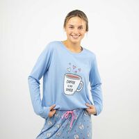 Pijama Larga Algodón Manga Larga Mujer Icono Azul, Negro, Verde