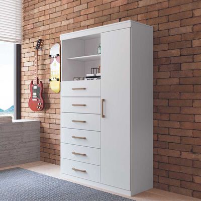 Cómoda Onessta Maraba 6 Cajones 1 Puerta Blanca