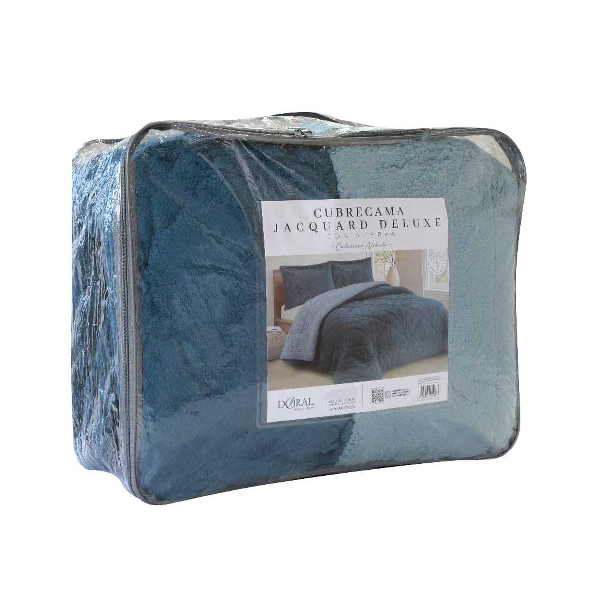Cubrecama Doral 1,5 Plazas Jacquard Liso Azul