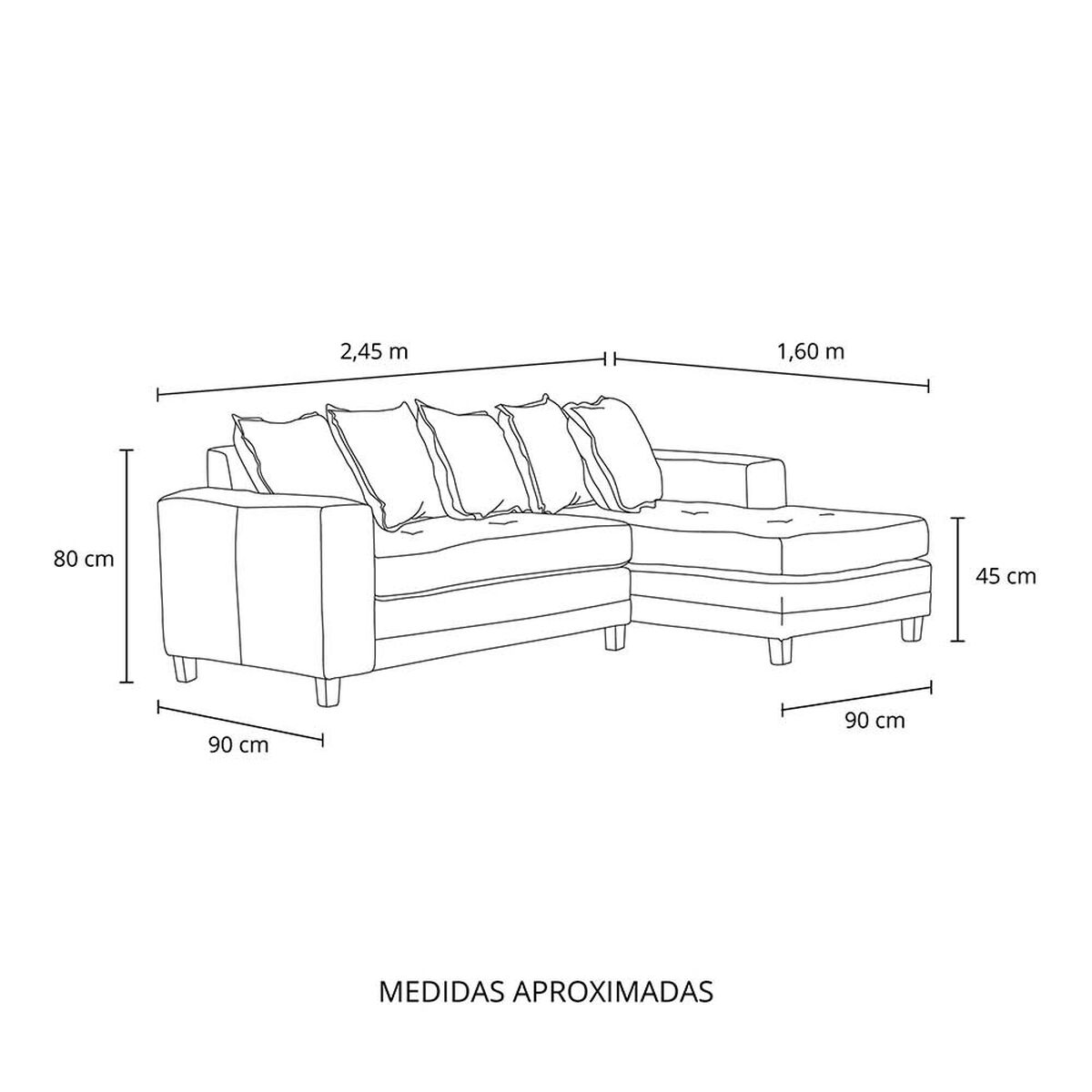 Sof&aacute; Seccional Derecho Living Factory Milan 3 Cuerpos Beige