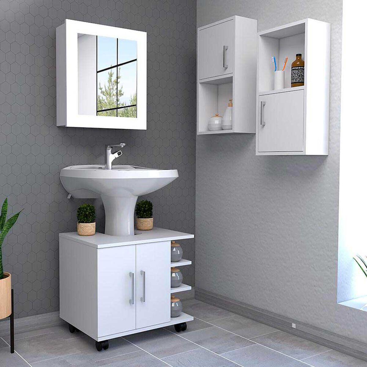 Botiqu&iacute;n + Optimizador Lavamanos 55 + Auxiliar X2 TuHome Big Bath